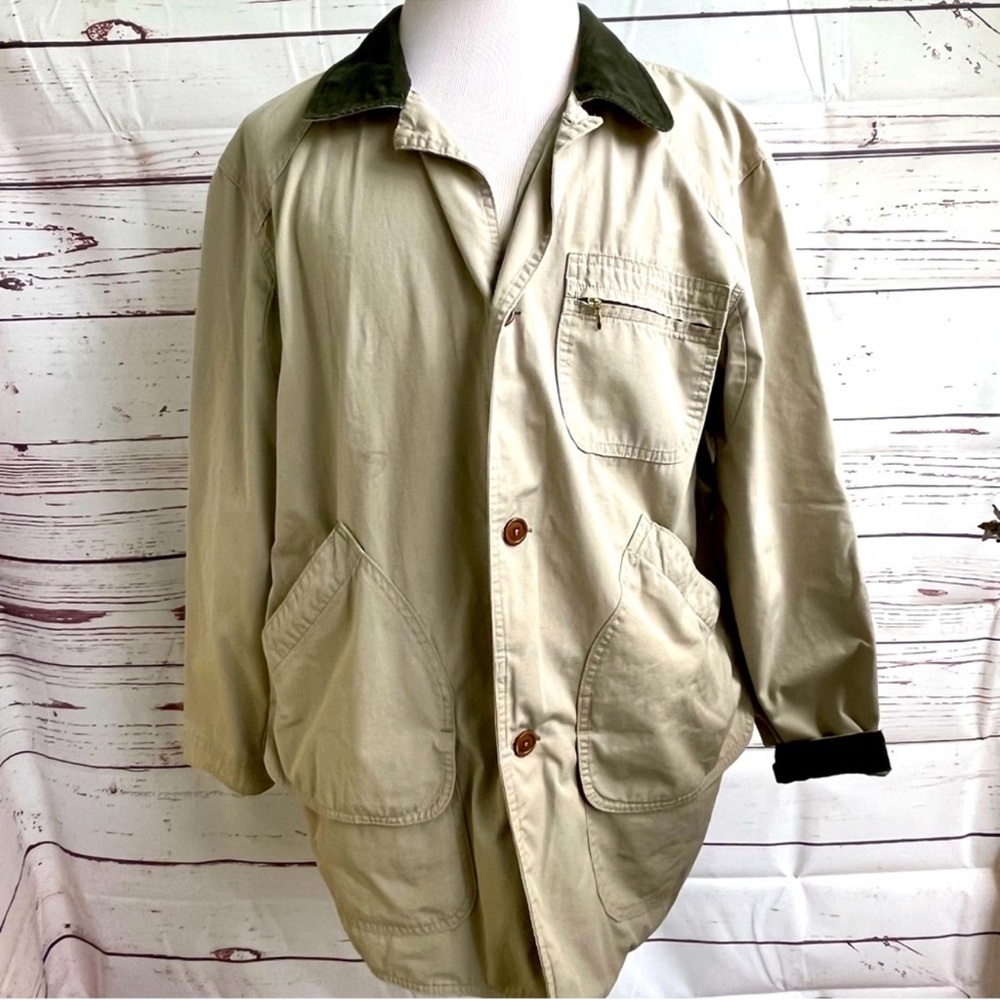 Vintage LL Bean Barn Coat field jacket XLT: Beige Canvas,